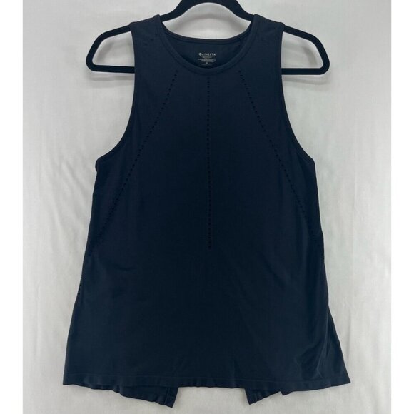 Athleta Tank Top Size S Foothill Seamless Crewneck Split Back Sleeveless Black - Picture 1 of 9